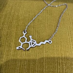 Silver Chemical Molecule Structure Necklace